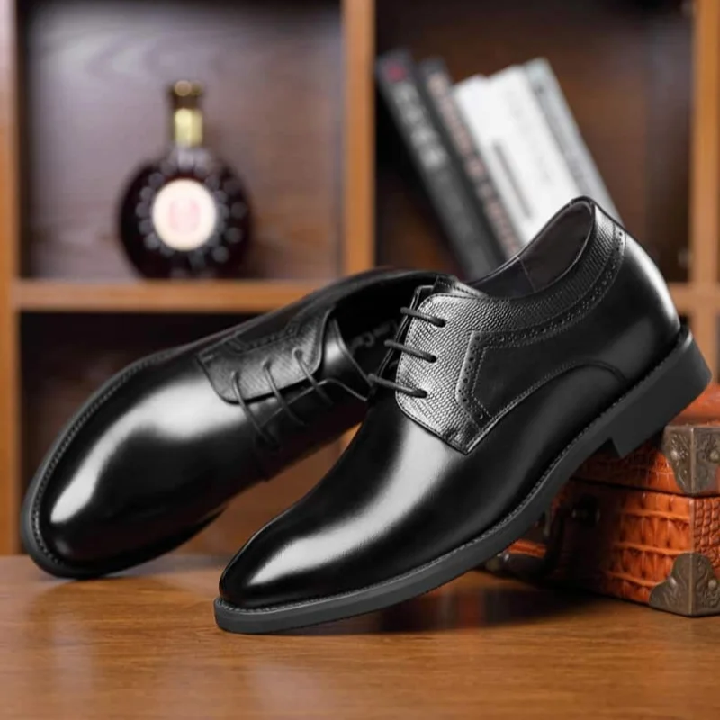 Msib Black Leather Shoes – 6.5 Cm Taller