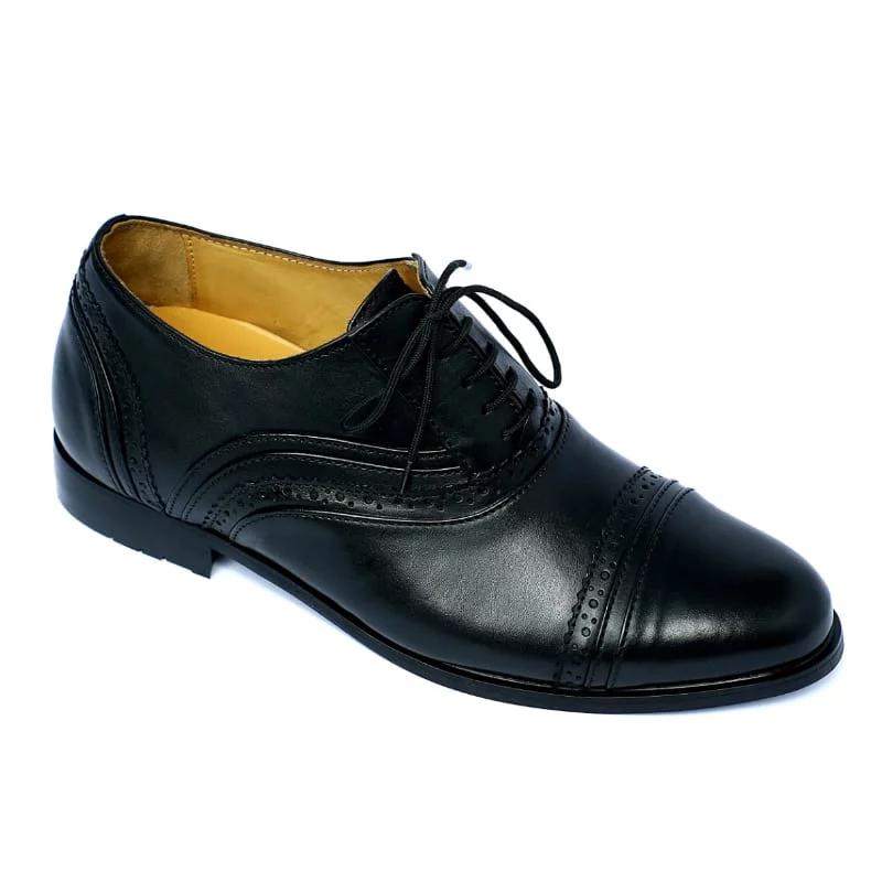 Blb17x Oxford Black Leather Shoes Elevator Shoes 6.5 Taller 1