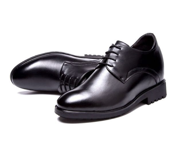 Msia2 - Black Shoes 10 Cm Taller Black leather height increasing dress shoes with concealed elevator technology for enhanced stature and sophisticated style.