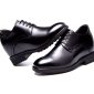 Elegant black men's height increasing dress shoes with hidden interior lift for added height and comfort. Perfect for formal occasions and professional settings.